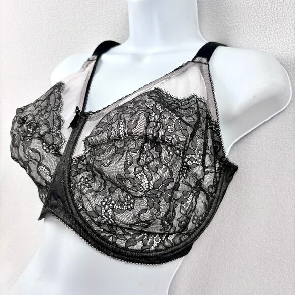 WACOAL 40G Black Retro Chic Full Figure Underwire Bra Mesh Plus Size 855186 - Picture 10 of 15